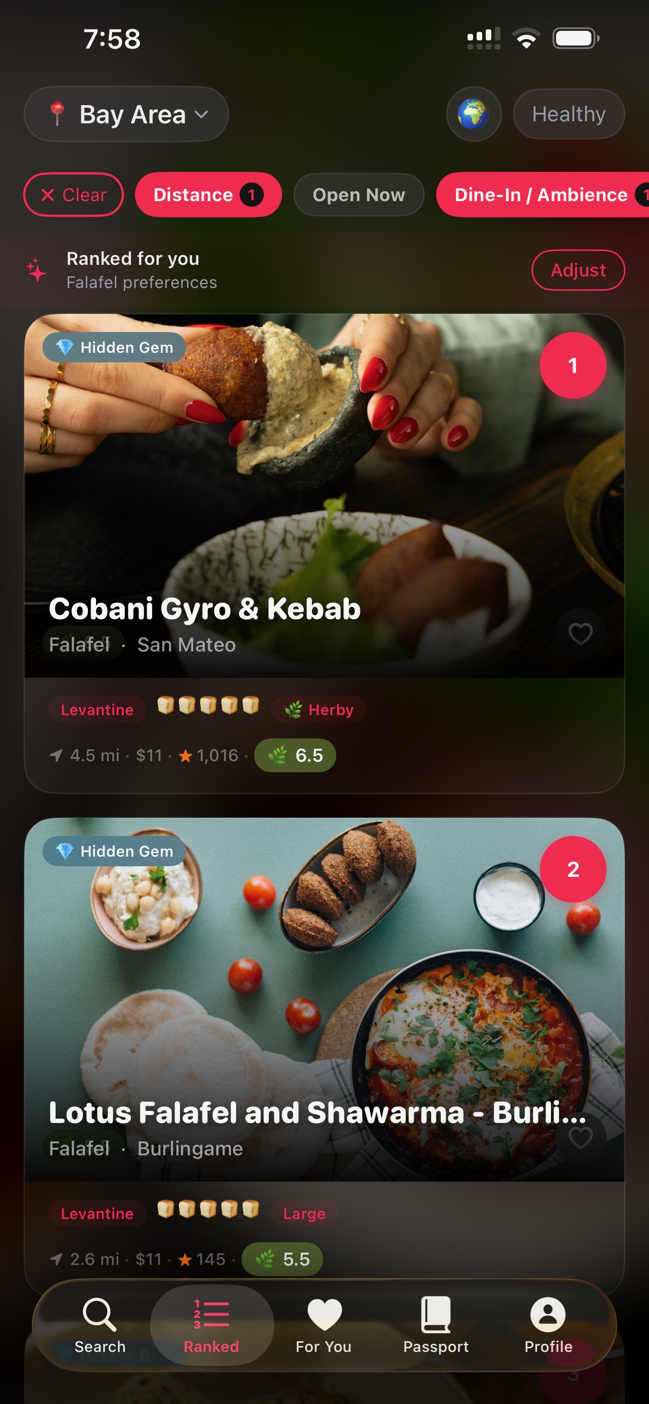 ForkFox ranked feed — browse top-scored dishes with filters